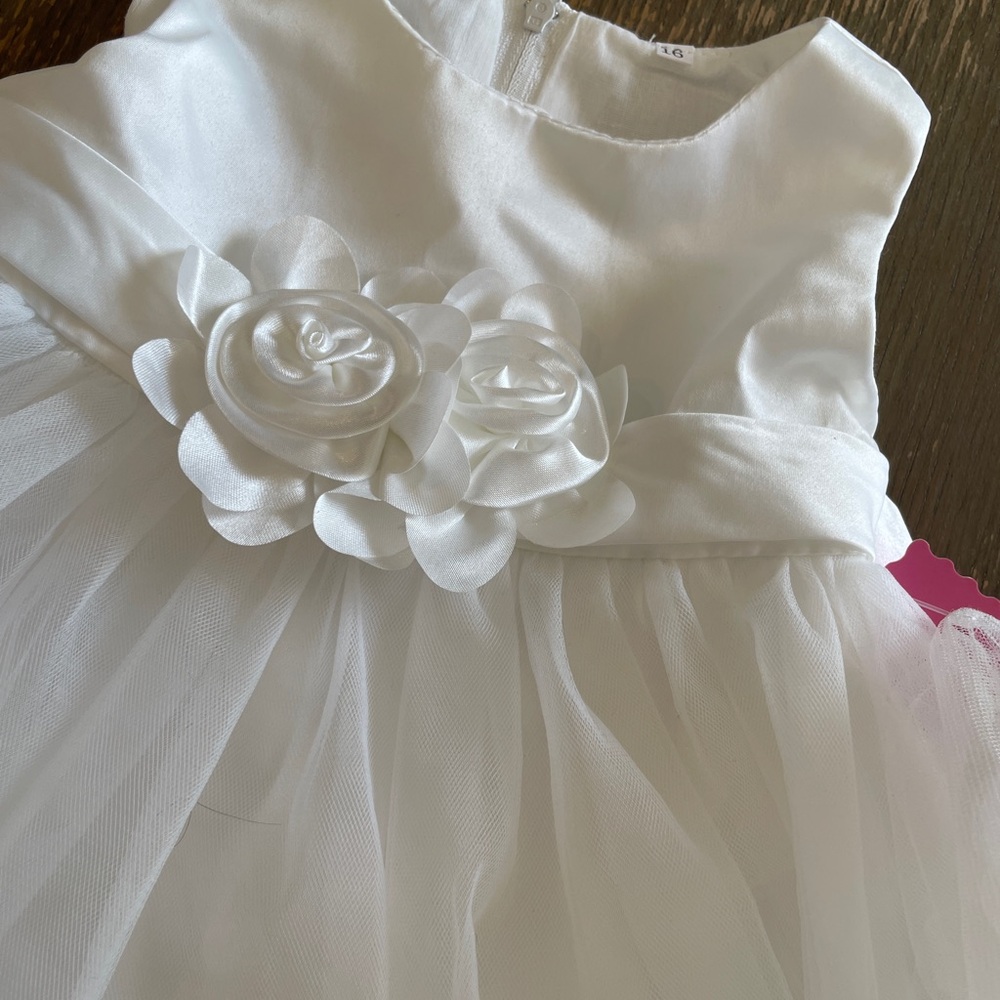 White Lace Christening / Party Dress (0–3M)